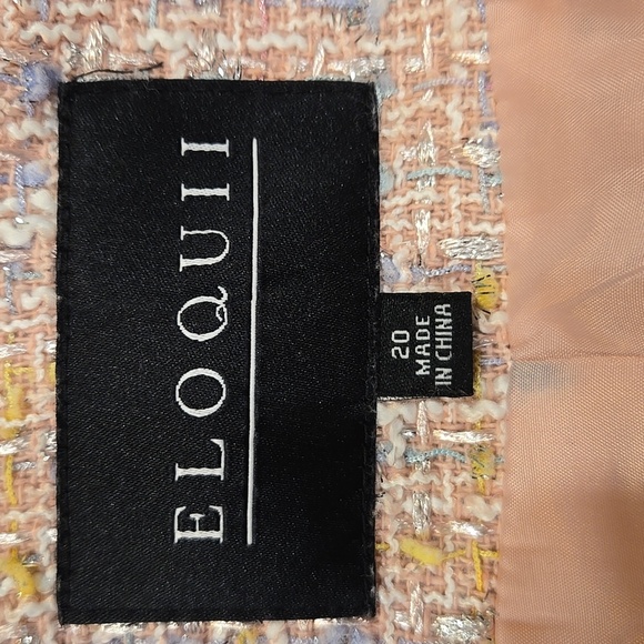 ELOQUII PINK TWEED METALLIC FRING CROPPED BLAZER. SIZE 30. - Picture 3 of 9